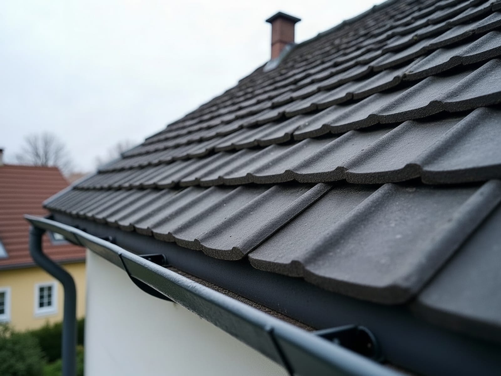 Betondachsteine mit Moosbewuchs – nach der Reinigung