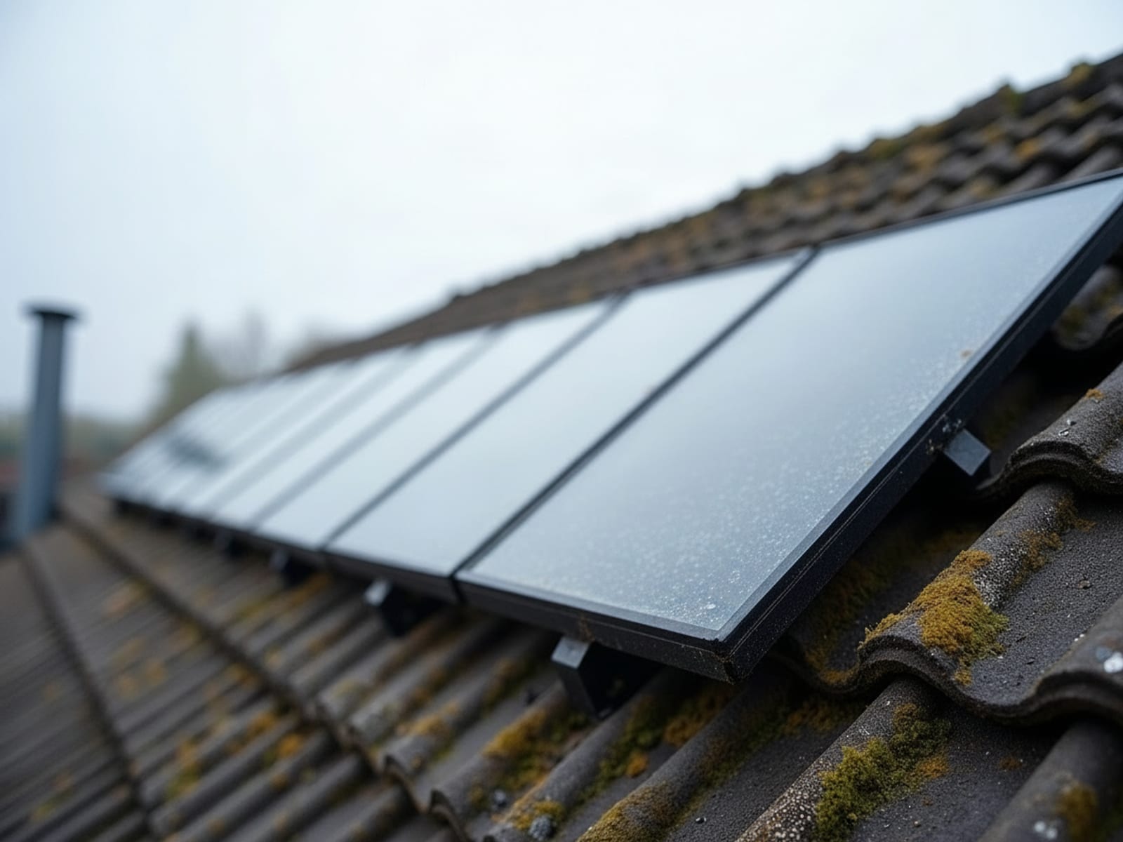 PV-Module mit Staubfilm und Mooskante – nach der Reinigung